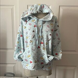 Women’s BT21 Cartoon Print Hoodie - Light Blue